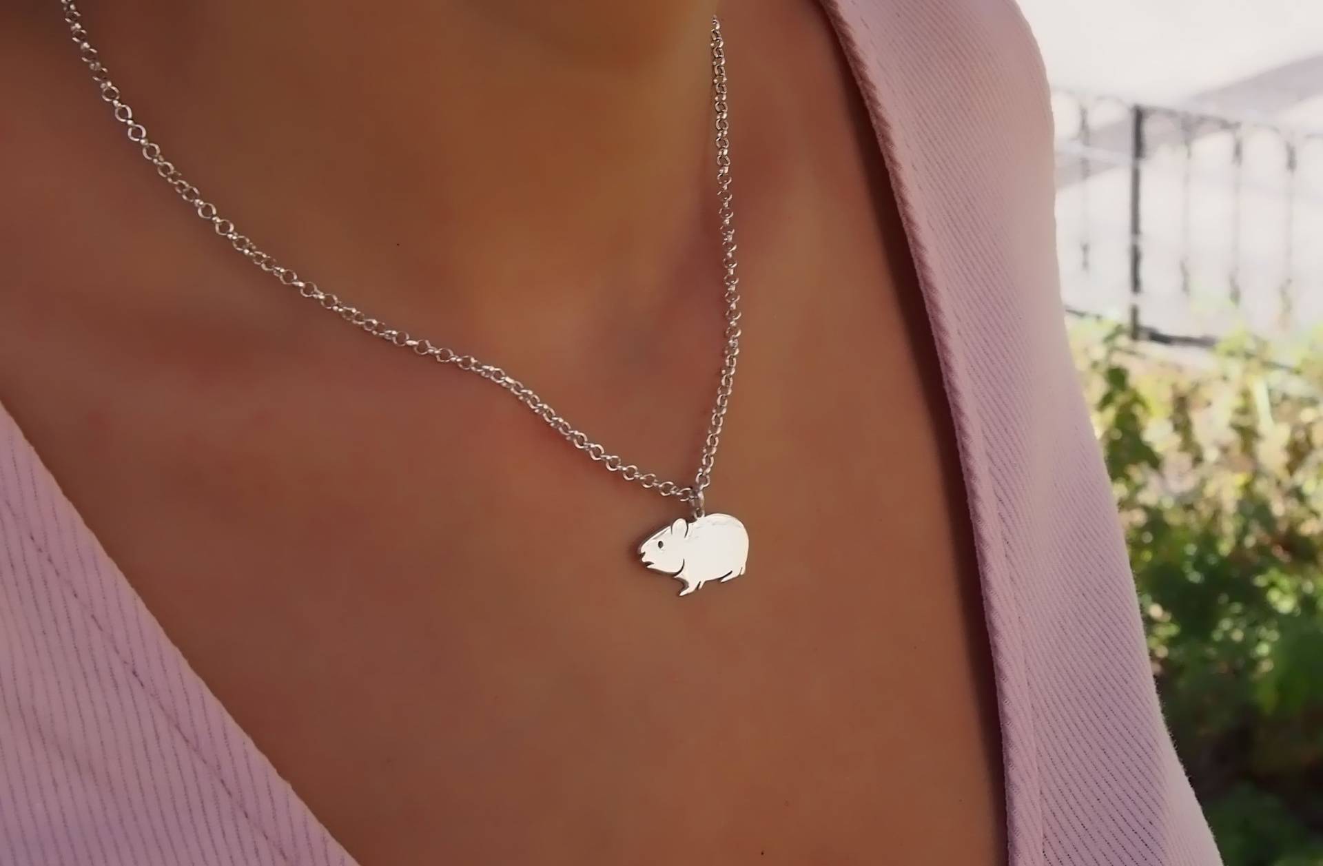 Meerschweinchen Halskette Aus 925Er Silber Handgemachter Schmuck Für Haustiere von drawadreamjewelry