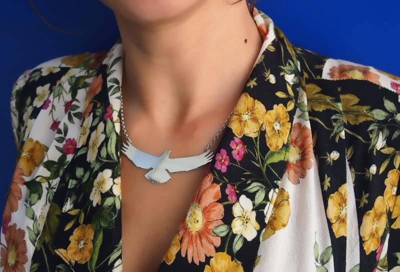 Adler Halskette Aus Sterling Silber Handgemachte Schmuck von drawadreamjewelry