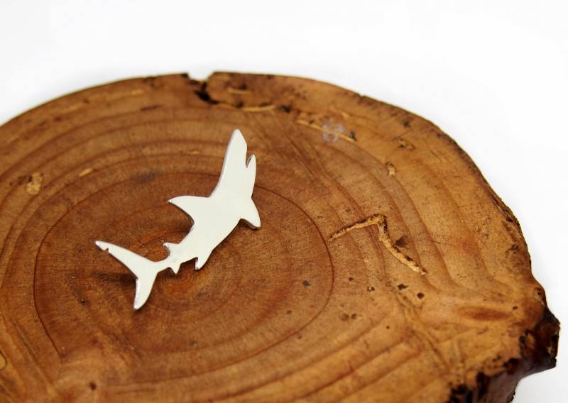 Haifisch-Anstecknadel Aus 925Er Silber Handgemachte Herren-Brosche von drawadreamjewelry