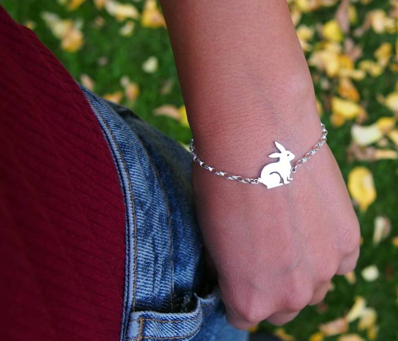 sterling Silber Kaninchen Armband Handgemachter Häschen Schmuck von drawadreamjewelry
