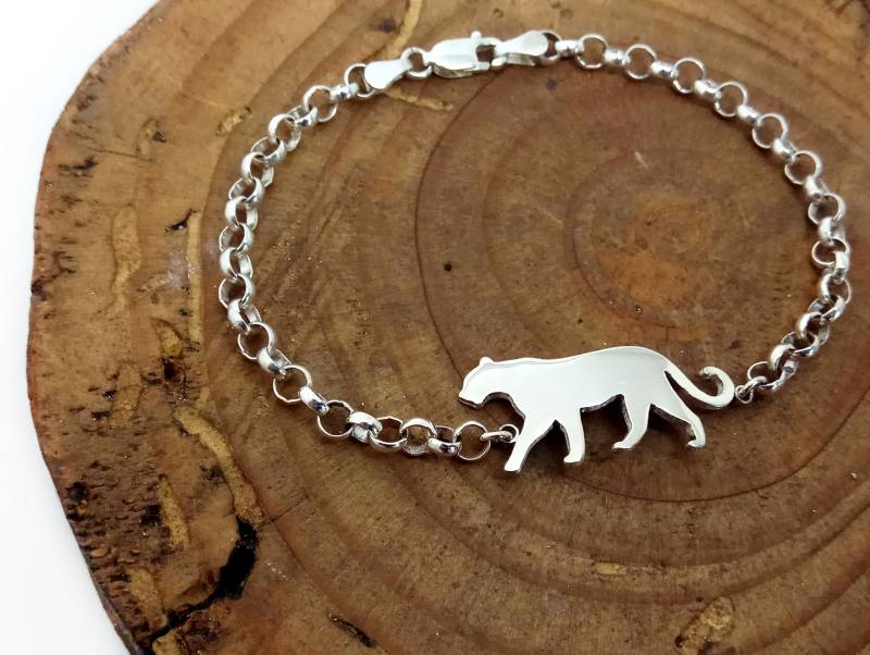 Handgemachtes Sterling Silber Panther Armband Wilde Katzen Schmuck von drawadreamjewelry