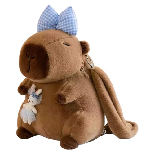 drburpily Plüsch Rucksack Capybara Puppe Tasche für Kinder Jungen Mädchen Polyester Rucksack Kind Schultertasche, Typ+2 30cm von drburpily
