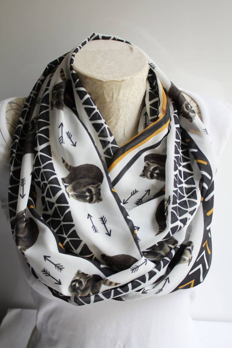 Waschbär Infinity Schal Boho Animal Print Chiffon Schal von dreamexpress