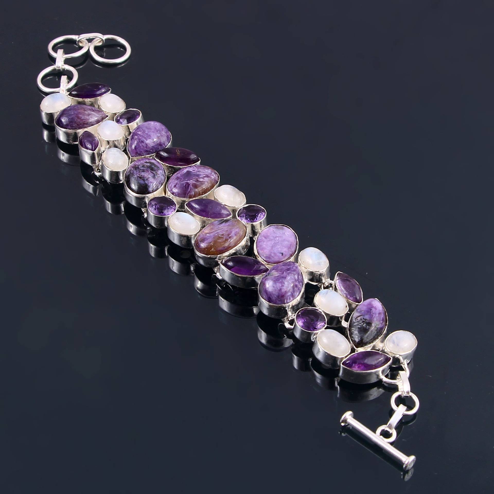 Charoit Mondstein Amethyst Versilbert Armband Schmuck von dreamjewelry4all