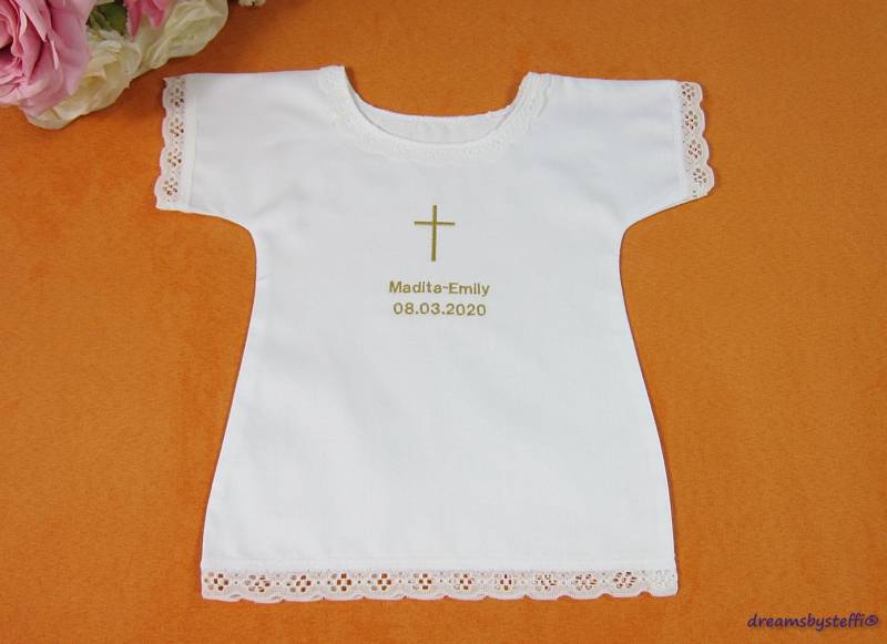 Taufaufleger Taufkleid Feine Spitze Mit Stickerei Name/Datum Und Motiv, Nicht Zum Anziehen Nur Auflegen von dreamsbysteffi