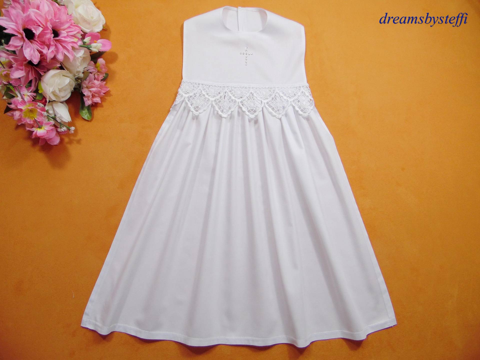 Taufaufleger Taufkleid Mit Edler Spitze + Kreuz Handmade By Dreamsbysteffi ® "Exklusiv Auf Etsy" von dreamsbysteffi