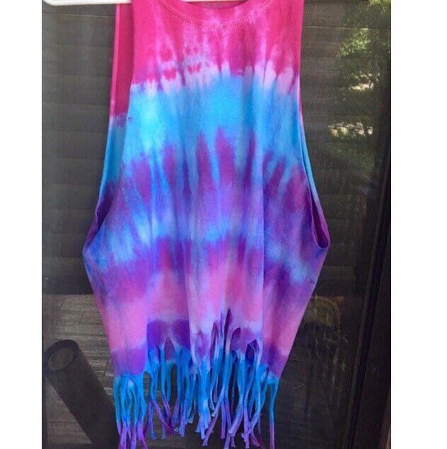 Krawattenfarbe Erwachsene| | xxs-3xl Benutzerdefiniertes Damen Tie Dye Tank Top | High Neck Design | (Ausgefranst Ist Optional von dreamstatenationatl