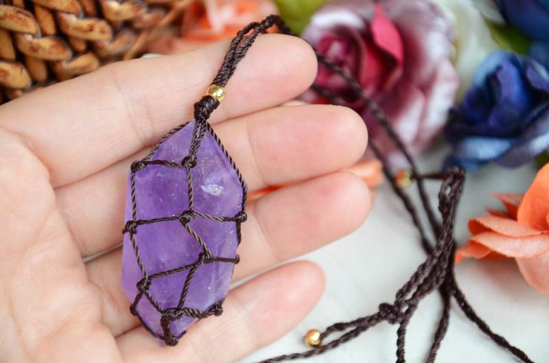 Amethyst Anhänger Halskette, Handgefertigtes Seil Gewickelt Ch1107112 Amethyst Anhänger Halskette, Handgefertigtes Seil Gewickelt Ch1107112 von dreamtree1990