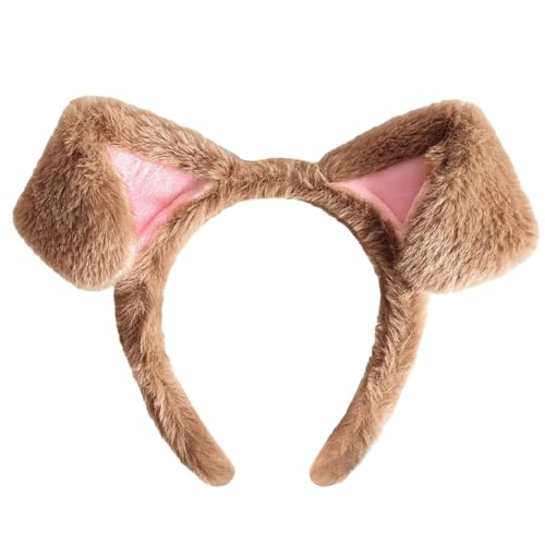 dressfan Hundeohren Stirnband Cartoon Dalmatiner Welpe Kopfbedeckung Karneval Halloween Verkleidung Zubehör,Damen Party Dekoration Cosplay Kostüm Weihnachtsgeschenke,Hellbraun von dressfan