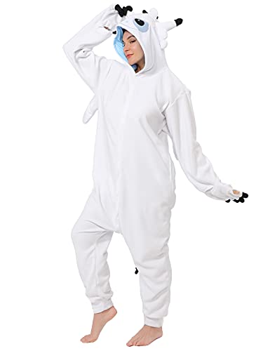 dressfan Tier Drache Kostüm Drache Jumpsuits Drache Pyjamas Cosplay Kostüm Weihnachten Halloween Schlafanzug für Unisex Erwachsene Jugendliche Kinder Schwarz (Weiß, L) von dressfan