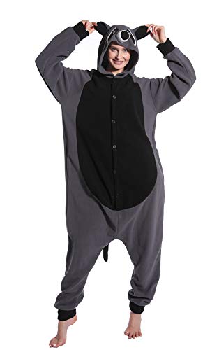 dressfan Unisex Adult Animal Pyjamas Waschbär Cosplay Kostüm (M(Für höhe: 63"-66"), Grey) von dressfan