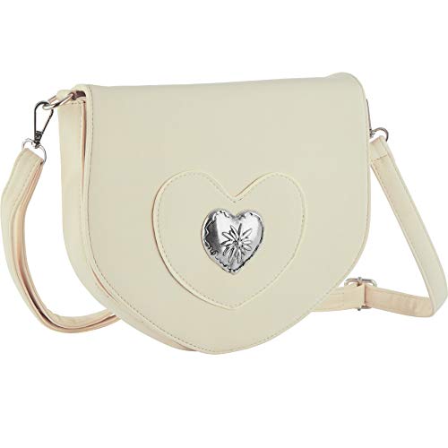 dressforfun 900650 Damen Trachten Handtasche mit Herz Motiv, Schicke Trachtenhandtasche in Wildlederoptik (Beige | Nr. 303265) von dressforfun