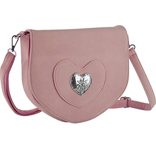 dressforfun 900650 Damen Trachten Handtasche mit Herz Motiv, Schicke Trachtenhandtasche in Wildlederoptik (Rosa | Nr. 303263) von dressforfun