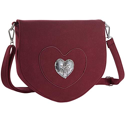 dressforfun 900650 Damen Trachten Handtasche mit Herz Motiv, Schicke Trachtenhandtasche in Wildlederoptik (Rot | Nr. 303264) von dressforfun