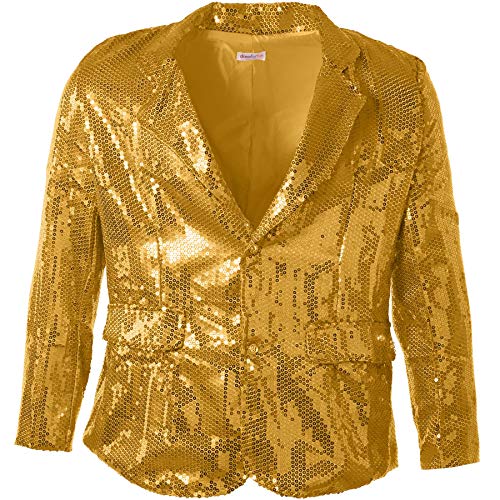 dressforfun 900999 Herren Pailletten Blazer Sakko, Freizeit Anzugjacke, Gold - Diverse Größen - (XL | Nr. 303929) von dressforfun