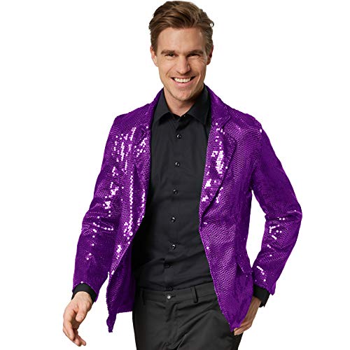 dressforfun 900999 Herren Pailletten Blazer Sakko, Freizeit Anzugjacke, lila - Diverse Größen - (L | Nr. 303958) von dressforfun