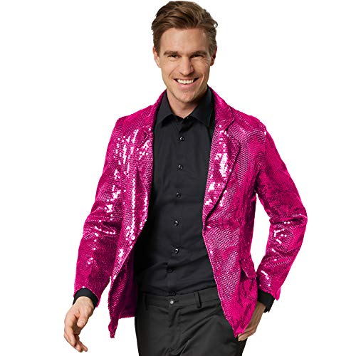 dressforfun Glitzer Pailletten Blazer, Sakko, Kostüm Herren, Faschingskostüme Männer, Karneval, Kostüme für Erwachsene, 80er Jahre Outfit, Discokugel, Gruppenkostüm Erwachsene - pink XXL von dressforfun