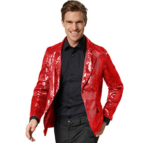 dressforfun 900999 Herren Pailletten Blazer Sakko, Freizeit Anzugjacke, rot - Diverse Größen - (M | Nr. 303947) von dressforfun