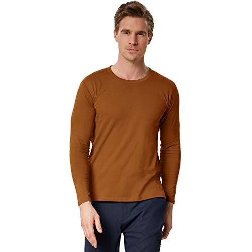 dressforfun Langarmshirt Herren, Basic Langarmshirts, Longsleeve Herren, Herren Pullover, Langarm T Shirt Herren, Sweatshirt, Arbeitskleidung Herren, Business, Unterziehshirt Herren - Braun, XXL von dressforfun