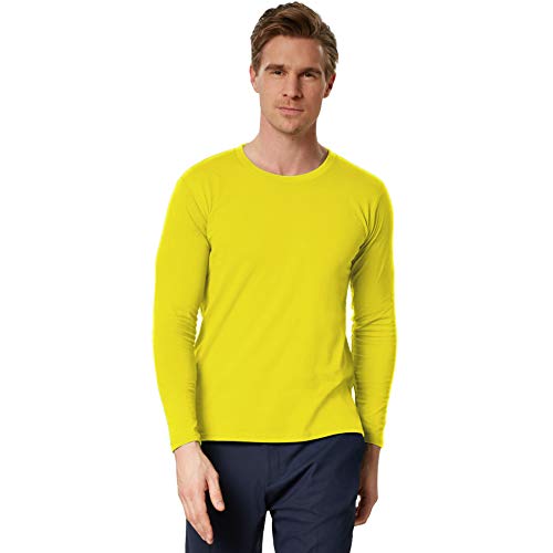 dressforfun Langarmshirt Herren, Basic Langarmshirts, Longsleeve Herren, Herren Pullover, Langarm T Shirt Herren, Sweatshirt, Arbeitskleidung Herren, Business, Unterziehshirt Herren - Gelb, XXL von dressforfun