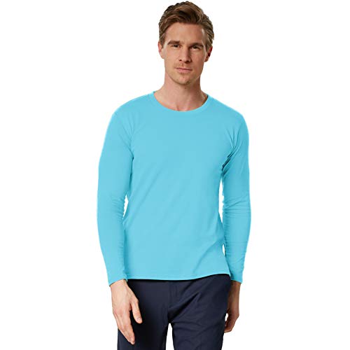 dressforfun 901001 Herren Longsleeve, Basic Langarmshirt, Rundhals, unifarben - Diverse Größen und Farben - (Hellblau | XL | Nr. 304023) von dressforfun