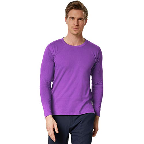 dressforfun 901001 Herren Longsleeve, Basic Langarmshirt, Rundhals, unifarben - Diverse Größen und Farben - (Lila | L | Nr. 304017) von dressforfun