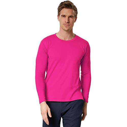 dressforfun 901001 Herren Longsleeve, Basic Langarmshirt, Rundhals, unifarben - Diverse Größen und Farben - (Pink | L | Nr. 304012) von dressforfun