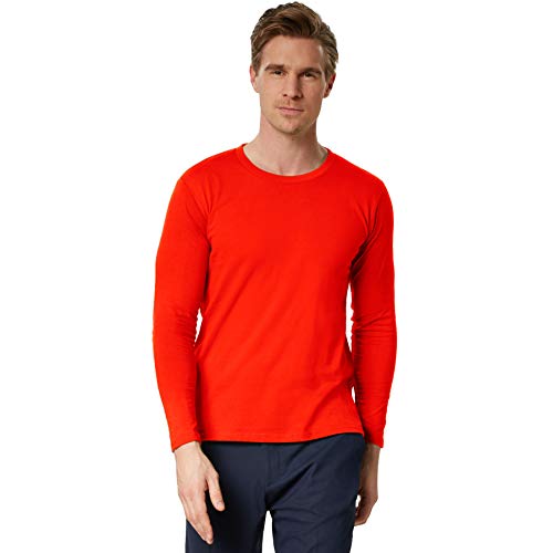 dressforfun 901001 Herren Longsleeve, Basic Langarmshirt, Rundhals, unifarben - Diverse Größen und Farben - (Rot | XL | Nr. 303228) von dressforfun