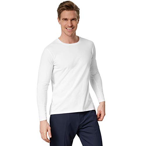 dressforfun Langarmshirt Herren, Basic Langarmshirts, Longsleeve Herren, Herren Pullover, Langarm T Shirt Herren, Sweatshirt, Arbeitskleidung Herren, Business, Unterziehshirt Herren - Weiß, XXL von dressforfun