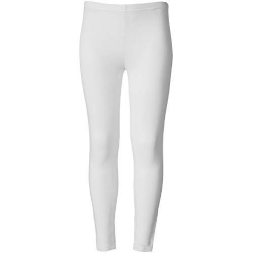 dressforfun 901002 Kinder Leggins, Mädchen Jungen Lange Basic Leggins, Baumwolle - Diverse Farben und Größen - (Weiß | 104 | Nr. 304060) von dressforfun