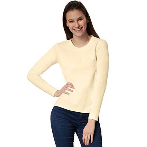 dressforfun Langarmshirt Damen, Damen Pullover, Longsleeve Damen, Basic Langarmshirt Damen, Oberteile Damen, Mode für Freizeit, als Business Outfit Damen oder Sport Oberteile Damen - (Creme | M) von dressforfun