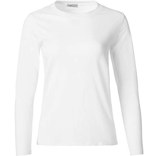 dressforfun 901005 Damen Basic Longsleeve Langarmshirt, Baumwolle, Rundhalsausschnitt - Diverse Farben und Größen - (Hellblau | M | Nr. 304101 | Nr. 304101) von dressforfun