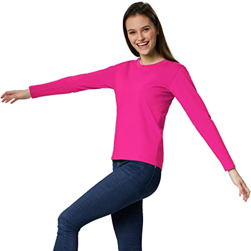 dressforfun Langarmshirt Damen, Damen Pullover, Longsleeve Damen, Basic Langarmshirt Damen, Oberteile Damen, Mode für Freizeit, als Business Outfit Damen oder Sport Oberteile Damen - (Pink | M) von dressforfun