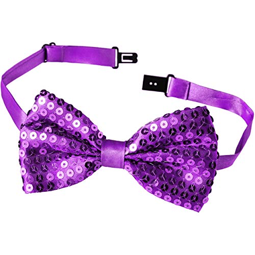 dressforfun 901019 Pailletten Fliege für Damen und Herren, Glitzer Schleife in Einheitsgröße, Bow Tie für Party Kostüm Fasching Karneval Zubehör Accessoire - diverse Farben - (lila | Nr. 303676) von dressforfun