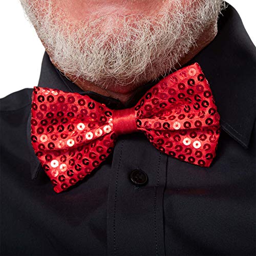 dressforfun 901019 Pailletten Fliege für Damen und Herren, Glitzer Schleife in Einheitsgröße, Bow Tie für Party Kostüm Fasching Karneval Zubehör Accessoire - diverse Farben - (rot| Nr. 303671) von dressforfun