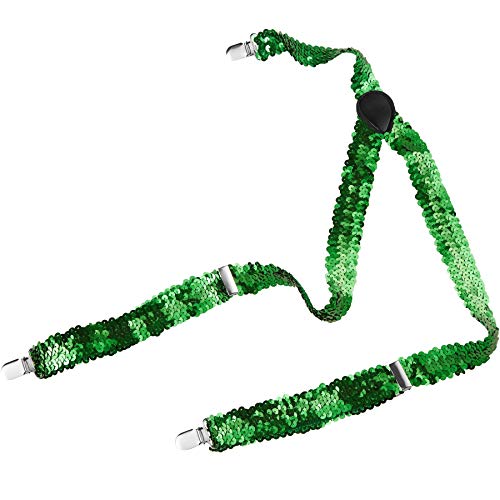 dressforfun 901023 Pailletten Glitzer Hosenträger in Y Form, Unisex, Größe individuell einstellbar, für Hochzeit Fasching Party Kostüm - diverse Farben - (Grün | Nr. 303704) von dressforfun
