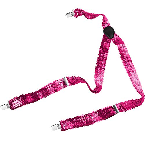 dressforfun 901023 Pailletten Glitzer Hosenträger in Y Form, Unisex, Größe individuell einstellbar, für Hochzeit Fasching Party Kostüm - diverse Farben - (Pink | Nr. 303705) von dressforfun