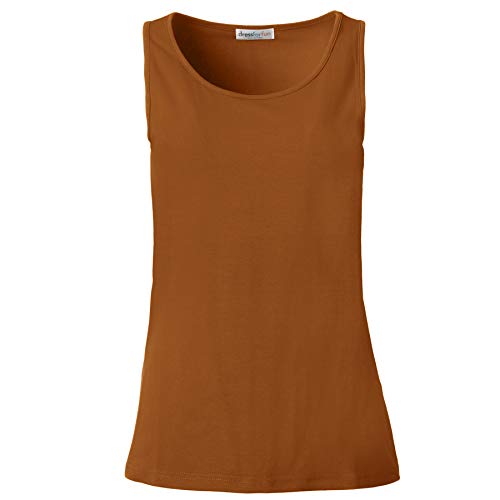 dressforfun 901024 Damen Basic Top, Tank Top Trägertop, Baumwolle - diverse Farben und Größen - (Braun | M | Nr. 304541) von dressforfun