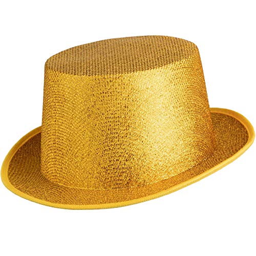 dressforfun 901029 Unisex Glitzer Zylinder Show Hut, nach oben gewölbte Krempe, stabile Form - diverse Farben - (Gold | Nr. 304583) von dressforfun