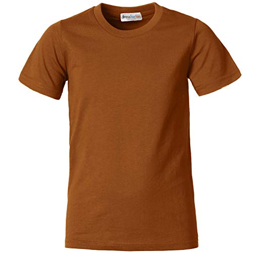 dressforfun 901032 Kinder T-Shirt, Basic Shirt mit Rundhalsausschnitt, Baumwolle - Diverse Farben und Größen - (Braun | 140 | Nr. 304378) von dressforfun