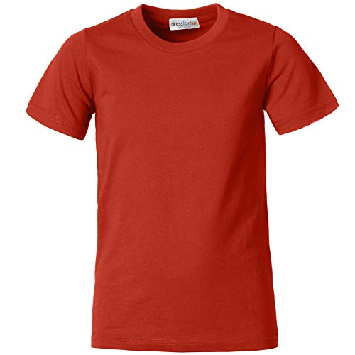 dressforfun 901032 Kinder T-Shirt, Basic Shirt mit Rundhalsausschnitt, Baumwolle - Diverse Farben und Größen - (Dunkelrot | 140 | Nr. 304343) von dressforfun