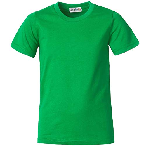 dressforfun 901032 Kinder T-Shirt, Basic Shirt mit Rundhalsausschnitt, Baumwolle - Diverse Farben und Größen - (Grün | 140 | Nr. 304398) von dressforfun
