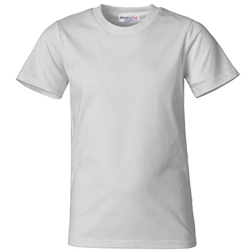 dressforfun 901032 Kinder T-Shirt, Basic Shirt mit Rundhalsausschnitt, Baumwolle - Diverse Farben und Größen - (Hellgrau | 128 | Nr. 304382) von dressforfun