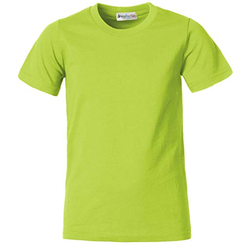 dressforfun 901032 Kinder T-Shirt, Basic Shirt mit Rundhalsausschnitt, Baumwolle - Diverse Farben und Größen - (Hellgrün | 116 | Nr. 304391) von dressforfun