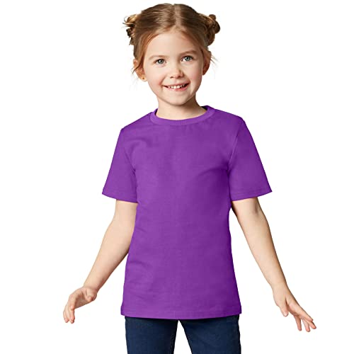 dressforfun 901032 Kinder T-Shirt, Basic Shirt mit Rundhalsausschnitt, Baumwolle - Diverse Farben und Größen - (Lila | 116 | Nr. 304356) von dressforfun