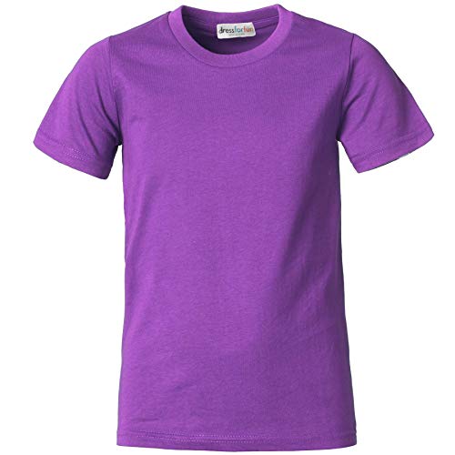 dressforfun 901032 Kinder T-Shirt, Basic Shirt mit Rundhalsausschnitt, Baumwolle - Diverse Farben und Größen - (Lila | 140 | Nr. 304358) von dressforfun