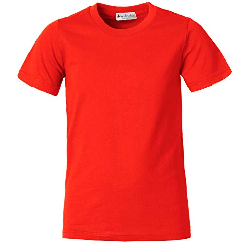 dressforfun 901032 Kinder T-Shirt, Basic Shirt mit Rundhalsausschnitt, Baumwolle - Diverse Farben und Größen - (Rot | 128 | Nr. 304337) von dressforfun