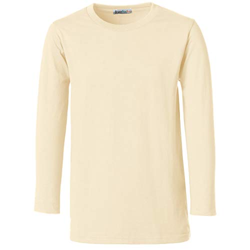 dressforfun Longsleeve Kinder, Basic Langarmshirt, Longshirt, Kind Sweater Baumwolle, Sweat Sportbekleidung, Langarmshirt Jungen, Pullover Mädchen, Kinder - (Beige | 152 | Nr. 304409) von dressforfun