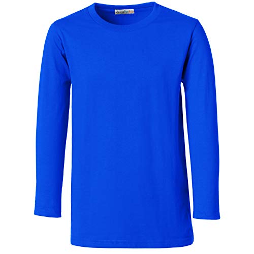 dressforfun Longsleeve Kinder, Basic Langarmshirt Kinder, Longshirt, Kind Sweater Baumwolle, Sweat Sportbekleidung, Langarmshirt Jungen, Pullover Mädchen, Kinder - (Blau | 128 | Nr. 304452) von dressforfun
