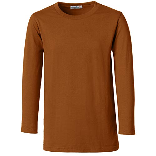 dressforfun 901033 Kinder Longsleeve, Basic Langarm Shirt mit Rundhalsausschnitt, Baumwolle - Diverse Farben und Größen - (Braun | 104 | Nr. 304460) von dressforfun